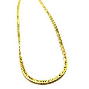 Gold-tone Herringbone Flat Snake Chain Necklace